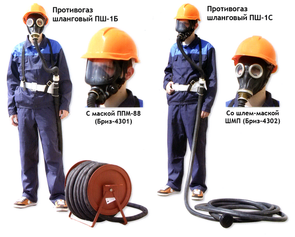 шланговый противогаз, изолирующий противогаз, купить противогаз, ПШ